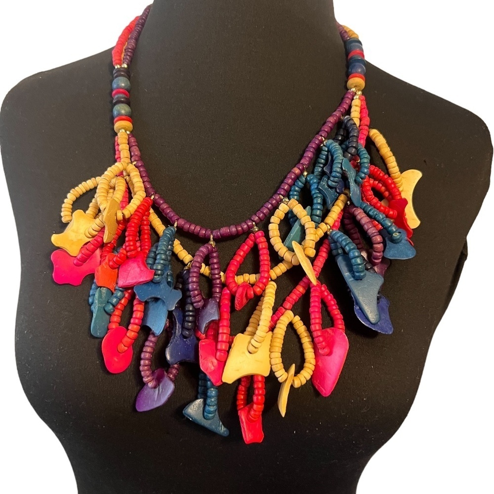 Handcrafted Colorful‎  wooden Necklace,